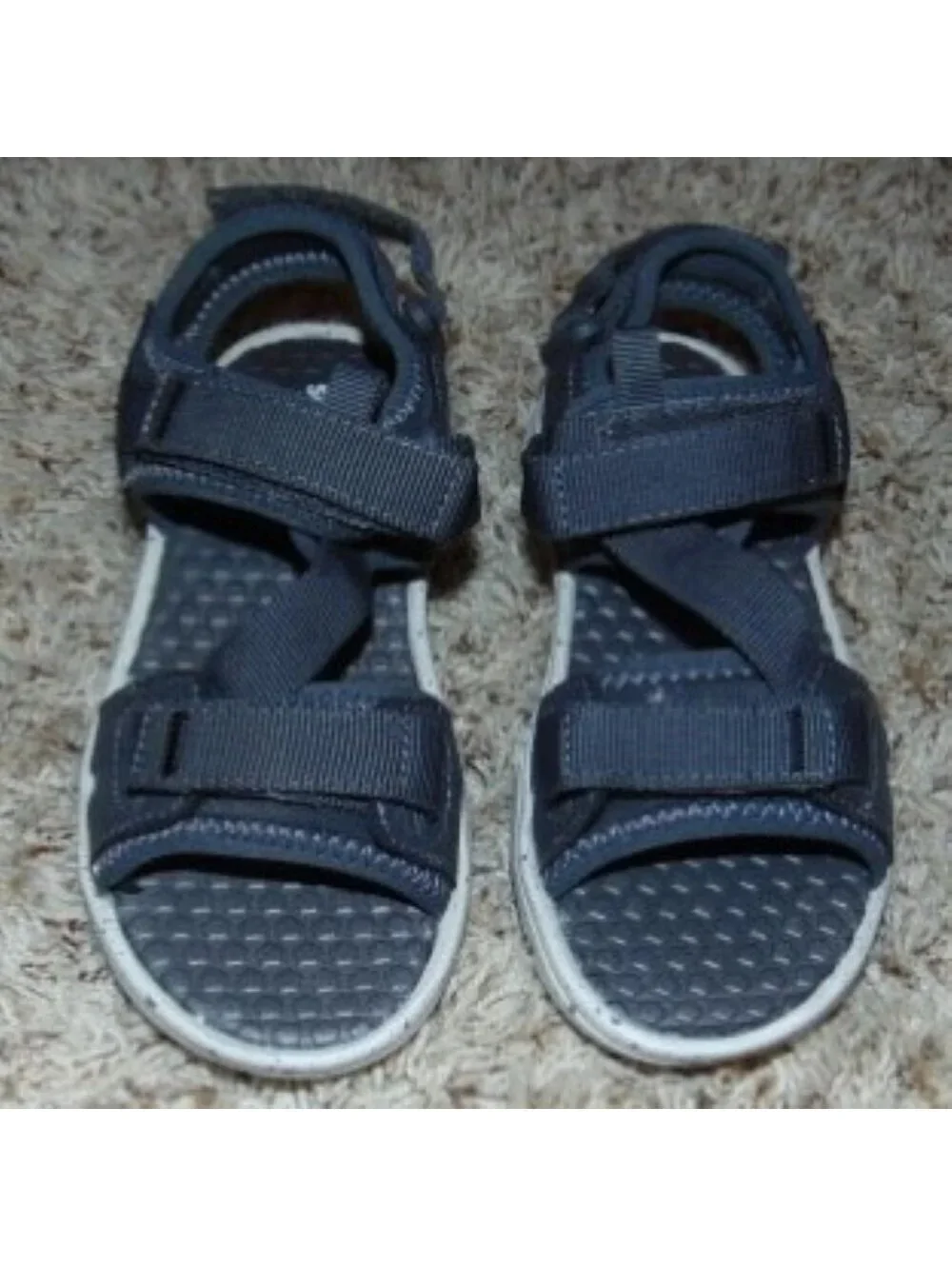 Sonoma Sandals 2 Boys Sonoma Black Sport Open Toe Fx Leather Velcro Straps